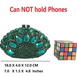 Boutique De FGG Women Peacock Clutch Purses for Women Formal Crystal Evening Bags Bridal Wedding Rhinestone Clutch Bag,Mini,Silver