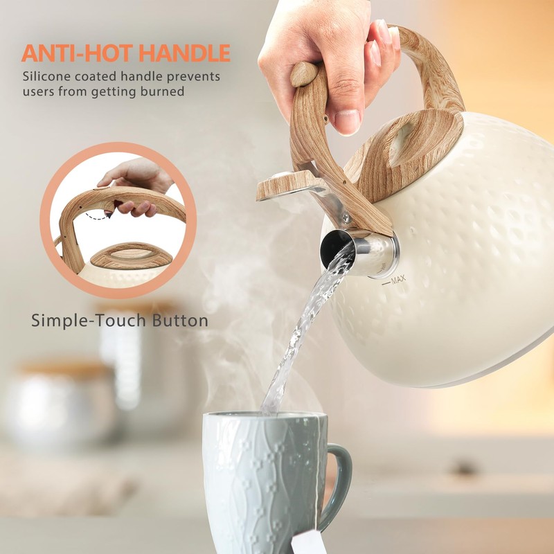 harriet Tea Kettle, Tea Pot for Stovetop, 2.5QT Whistling Kettle