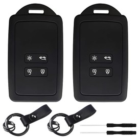 2 Stück 4-Tasten Schlüssel Silikon Schutzhüllen Schlüsselcover Autoschlüssel Hülle Hülleschlüssel Hülle Mit kleinem Schraubendreher Schlüsselanhänger Passend für Autoschlüssel Hülle Renault (Schwarz)