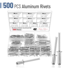 Bates- Pop Rivets Assortment Kit, 500 Pcs, 10 sizes, 1/8", 3/16", 5/32", Silver, Aluminum Rivets, Rivet Assortment Kit, Pop Rivet Kit, Blind Rivets for Metal, Rivet Box, Rivets Aluminum, Rivets Kit
