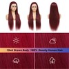 VCVVCV 99j Burgundy Straight Wig Human Hair 13x6 Hd Lace