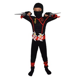 MUXIU Ninja Boomerang, Halloween Costume, Boys, Cosplay, Become a Ninja of Longing, For Children, Parties, Events, Performing Clothes, Suit, Tattoo Stickers, 8 Piece Set (S)
