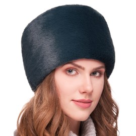 Futrzane Modern Cossack Hat - Ladies Faux Fur Hats - Soft Winter Hat for Women (M, Green Modern)