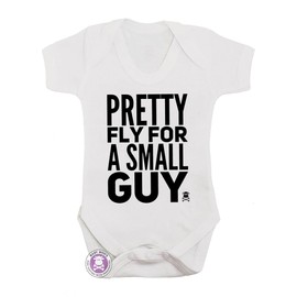 Baby Moo's Baby Boys Pretty Fly for A Small Guy Punk Rock Baby Bodysuit - Newborn Gift or Parent (White, 68 EU)