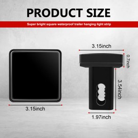 Eratus 1 PC Car 15 LED Non-polarity Hook Tail Light with Wiring Harness, 3.15" Square 12V ABS Shell Super Bright Waterproof Design Brake Light, Plug Play Safety Warning Light Accessory (Black)