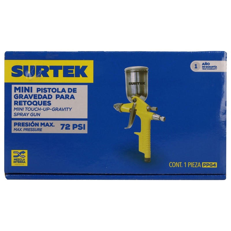 Surtek PPG4 Pistola mini para pintar terminados, capacidad 125 ml,