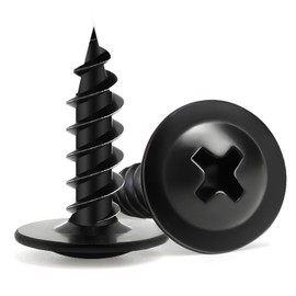 Wood Screws 5/8 Inch, 145 PCS FIXLINK Premium Phillips Truss Head Black Wood Screws, Self Tapping Electrophoresis Modified Fast Truss Head Wood Screw Used in Indoor Furniture, Woodworking (#8 x 5/8")