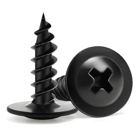 Wood Screws 5/8 Inch, 145 PCS FIXLINK Premium Phillips Truss Head Black Wood Screws, Self Tapping Electrophoresis Modified Fast Truss Head Wood Screw Used in Indoor Furniture, Woodworking (#8 x 5/8")