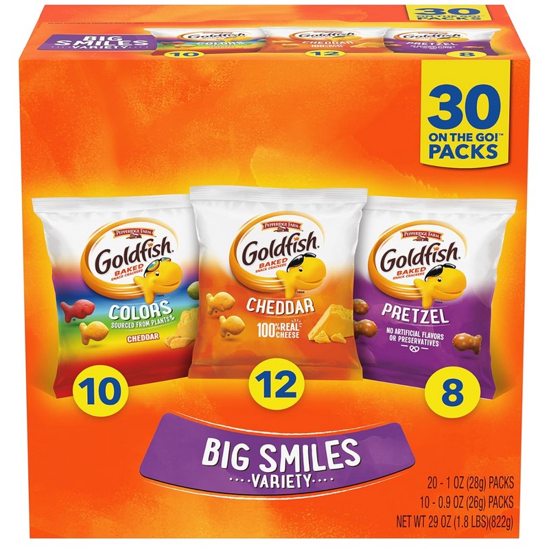 Undisclosed Goldfish Crackers Big Smiles Variety Pack with Cheddar, Colors,