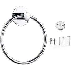Stainless Steel Towel Ring, Wall Mounted Towel Hanger ,6.3 inches/16cm, Round Shape Hand/Kitchen Towel Holder (Classic)