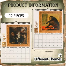 Ugly Medieval Cats Calendar 2026, Funny Calendar 2026 for Cat Lovers, Weird Medieval Cats Wall Calendar Monthly Planner, Gag Gift for Wall Art & Gag Humour