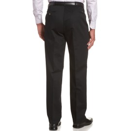 Haggar mens Work To Weekend Khaki Classic Fit No Iron Hidden Expandable Waistband Pleated Front Pant, Black, 38x30