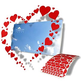 imaggge.com Heart-Shaped Stickers to Arrange According to Your Wishes or Your Artistic compositions - 244 Stickers in 9 Sizes - Valentine's Day Decoration, Wedding, car, Shop Window - Red Color