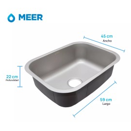 CNX Tarja Sencilla 59  X 45 Cm Con Contra Canasta Acero Inox Cnx
