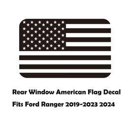 Zxiaochun Rear Middle Window American Flag Decal for Ford Ranger 2018-2022 2023 2024 Back Centre Sliding Window Glass USA Flag Vinyl Sticker (Matte Black)