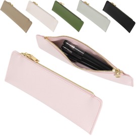 fogman Slim PU Leather Pencil Case, Stylish, Pastel Colors, Cute, Solid Color, Lightweight, Pink, Casual
