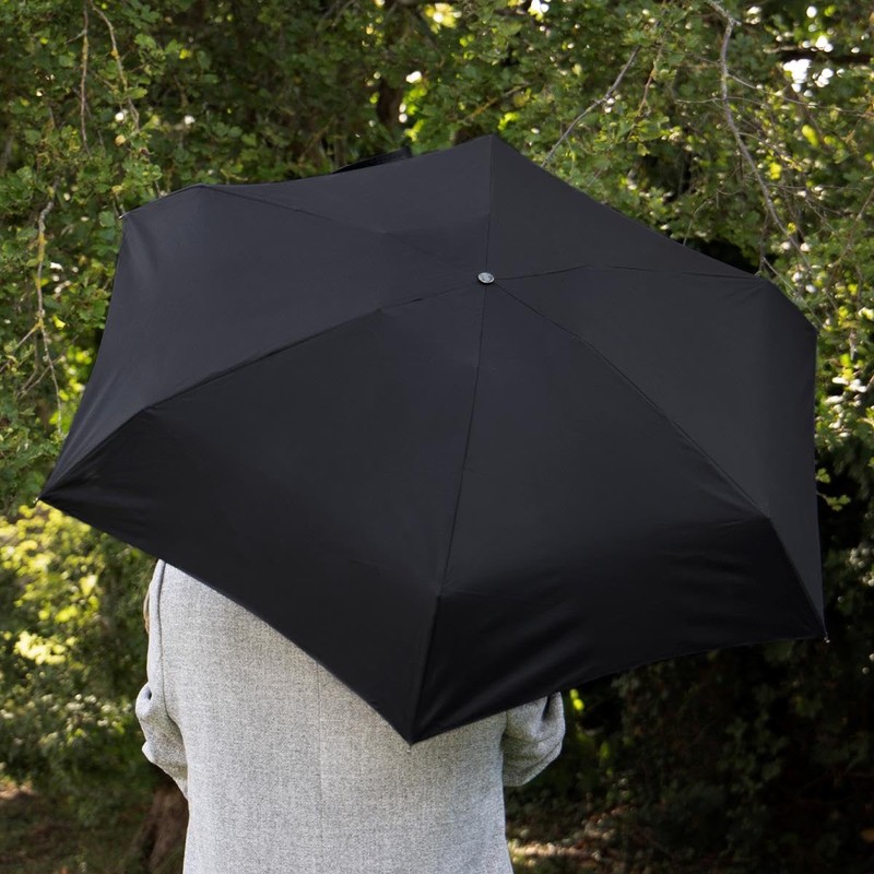 Totes XTRA STRONG Mini ECO-BRELLA® Plain Black Umbrella