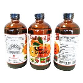 RawHarvest Natural Liquid Vitamin C 16 oz 3 Pack Glass Bottle