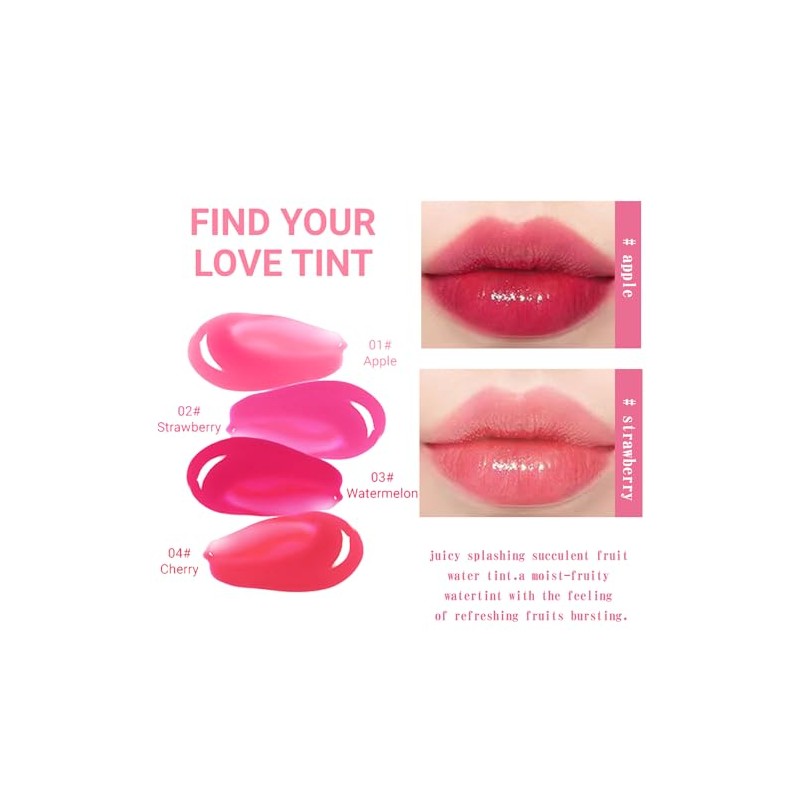 4 piezas de tinte de labios, brillo de labios de
