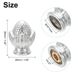 PATIKIL 36 x 28mm Lamp Finials Caps Knob, 1 Set Solid Lamp Shade Top Decoration Screw Cap Nuts with Brass Reducing Adapter for Table Lamps Floor Lamps, Silver Tone
