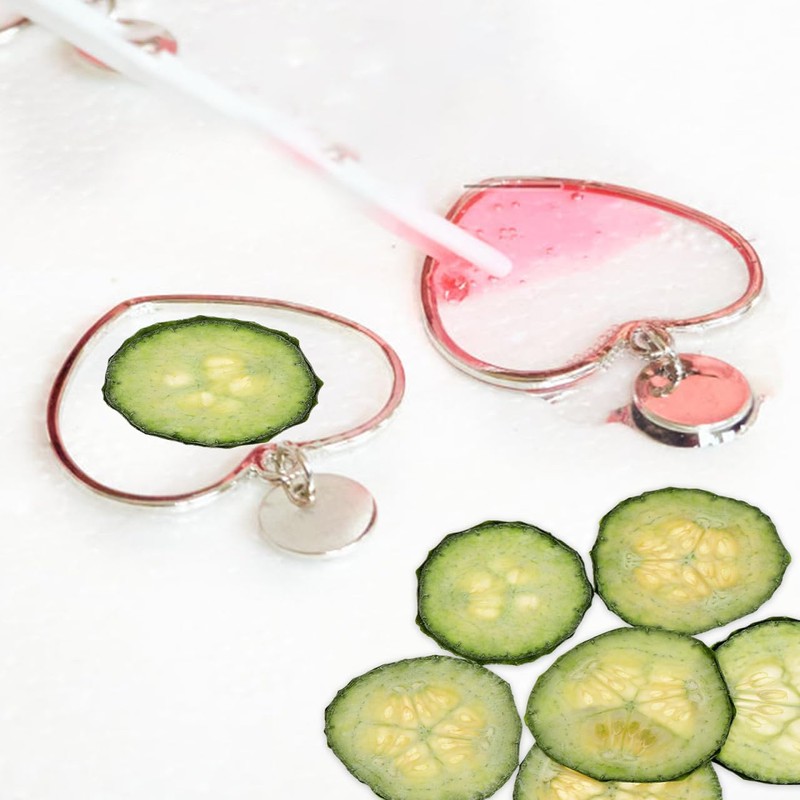 TEHAUX 12pcs Dried Pressed Cucumber Slices for DIY Decor Craft