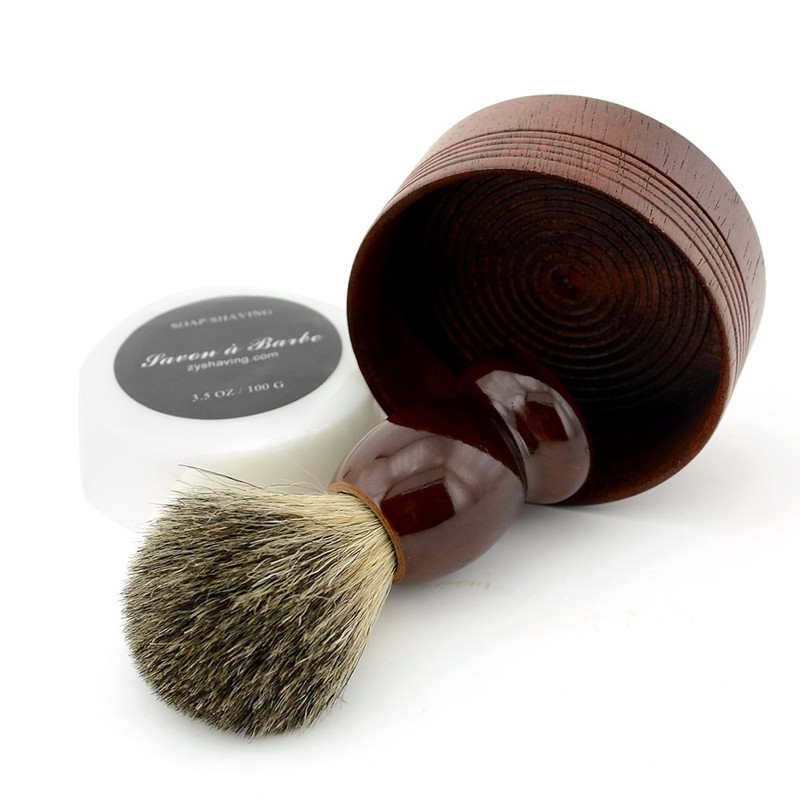 Pure Badger Hair Shaving Brush Natural Wood Mug Bowl Hand-Made
