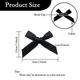 Wenreykeji 30 Pcs Black Hair Bows for Women, Mini Bowknot Ribbon Barrettes Hair Clips, Cute Bows for Girls Hair Accessories (Black)