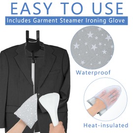 32-63 Inch Garment Steamer Rack & Garment Ironing Glove for Clothes Adjustable Steamer Stand for Clothes Adjustable Garment Hanger Standing Foldable Iron stand with Ironing Glove for Steaming Clothes