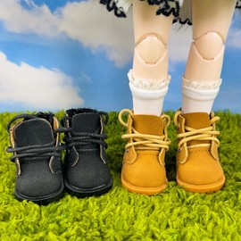 niannyyhouse 15cm Plush Doll High Cut Shoes for 1/6 BJD Doll Dress Up Accessories, Set of 2 (White+Beige)