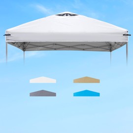 Canopy Replacement Top Cover with Air Vents for 10x10 Pop up Canopy Gazebo Tent, with Adjustable Strap, Fit for Top Widths from 114-118in, Waterproof & Anti-UV for Outdoor Shade (Top Only) (White)