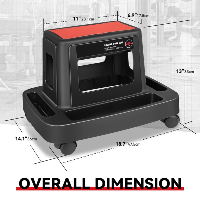 Auto Dynasty Portable Rolling Tool Seat with Functionality Built-in Storage