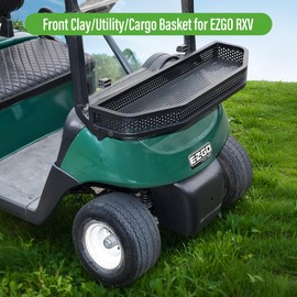 10L0L Golf Cart EZGO RXV Front Cargo Basket, Clay Outer Utility with Mounting Brakets for Gas & Electric Golf Carts, Heavy-Duty Steel Drop Mesh Storage Rack