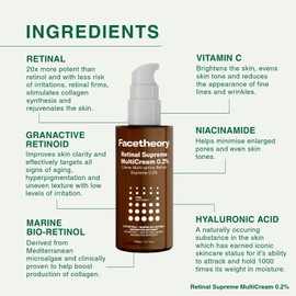 facetheory Retinal Supreme MultiCream 0.2% (Unscented) - Brightening, Firming & Plumping Overnight Anti Ageing Serum & Moisturiser in One- Hybrid Night Cream & Serum (50ml)