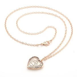 Jovivi Heart Necklace Paw Footprints Photo Locket for Opening Photo Pictures Amulet Heart Pendant Necklace for Women Girls, Metal