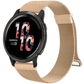 Metal Strap for Garmin Vivoactive 4,Forerunner 255/265,Venu 2/Venu 3, 22mm Metal Stainless Steel Replacement for Garmin Vivoactive 4 (22mm, Rose Gold)