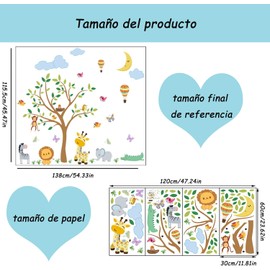 4 Calcomanías de Dibujos Animados de Reino Animal, Pegatinas de Vinil Decorativas para Pared, Fáciles de Arrancar, Adecuadas para Tapiz Decorativo