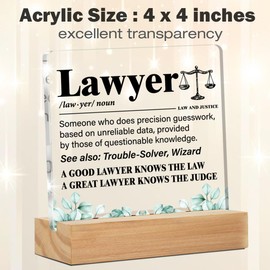 Lawyer Gifts for Women Men, Lawyer Gift, Gifts for Lawyers Acrylic Desk Plaque Sign Law Office Decor 4 x 4 Inches