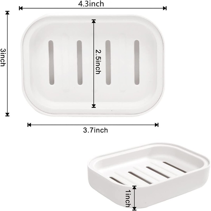 Hooiolye Set of 4 Plastic Soap Dish Container Box, Double