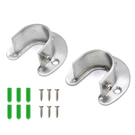 Csirnto Flange Rod Bracket, 2 Pieces, Stainless Steel Rods, Flange Set, Clothes Rail Holder, Stainless Steel Clothes Rail Base, U-shaped Round Tube Bracket for Bathroom, Wardrobe, Balcony