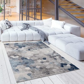 HomeRoots 2' X 5' Navy Blue Cobblestone Pattern Area Rug