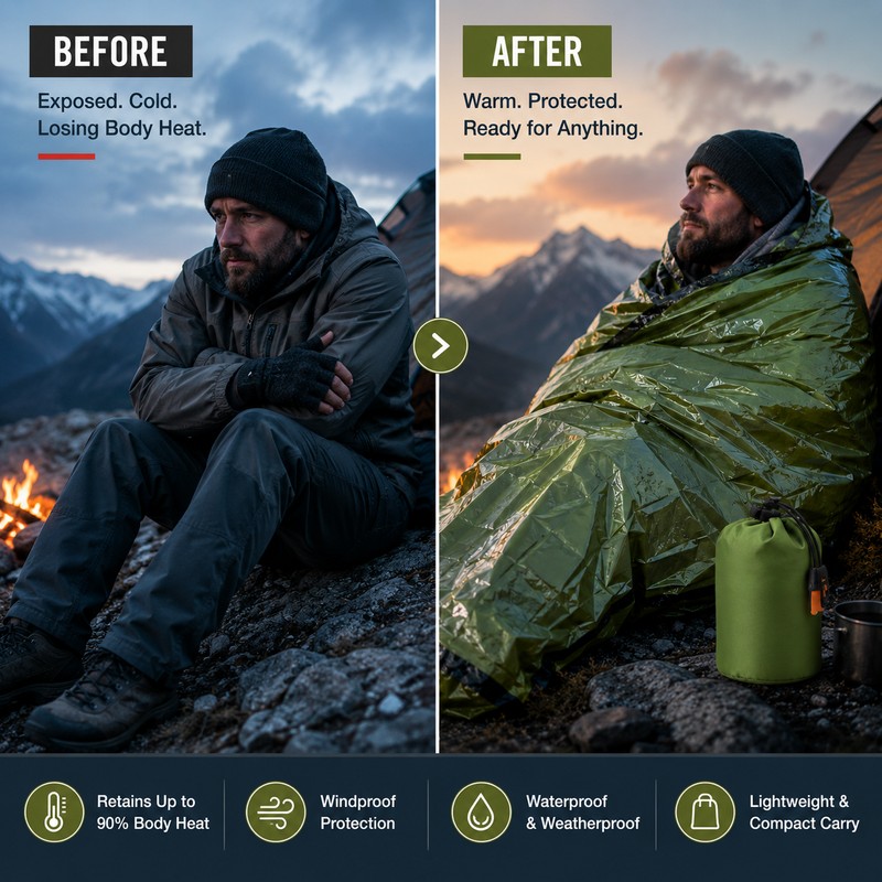 Emergency Sleeping Bag for Camping – Waterproof Thermal Mylar Sack