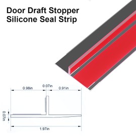 T-Shaped Silicone Seal Strip for Door & Windows Gaps,Weather Stripping Door Seal Strip，Door Draft Stopper for Side of Door，Sliding Door (White, 40FT×1.97IN)