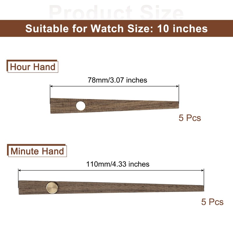 sourcing map 5 Set Wooden Clock Hands Only,Walnut Wood Clock