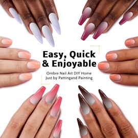 Karroy Sponge Pat Paint Nail Gel, Ombre Nails Gradient Gel Nail Blush Blooming Aura Nails Drawing Stripper Floral Painting DIY Nail Art, No Wipe, UV/LED Curing (16 Colors F)