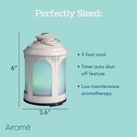 Airome Chelsea Medium Cut-Metal Essential Oil Diffuser|100 mL Humidifying Ultrasonic Aromatherapy Diffuser 8 Colorful LED Lights, Intermittent & Continual Mist, Auto Shut-Off