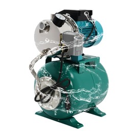 YUNLAIGOTOP 1HP Shallow Well Pump with Pressure Tank Automatic Water Booster Jet Pump Water Pump Booster System Stainless Steel Irrigation Pump for Home, Garden, Lawn -Green