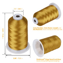 Simthread Embroidery Thread 5500 Yards Brass 328, 2 Huge Spools 40wt Polyester for Brother, Babylock, Janome, Singer, Pfaff, Husqvarna, Bernina Machine