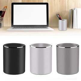 Pen Pencil Holder for Desk, Aluminum Pencil Cup Round Pen Cup, Desktop Office Supplies School Pen Organizer (Silver)