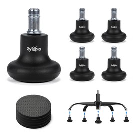 Sytopia Pack of 5 Floor Gliders 2 Inches, Height 6 cm/6.5 cm, with Felt Pads, Replacement for Office Chair Wheels, Chair Glides 11 mm x 22 mm, for Desk Chair/Swivel Chair, Parquet & Tiles, Black