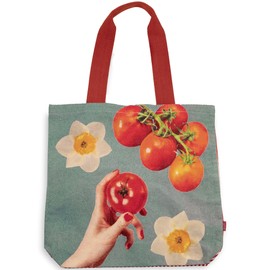 ban.do Big Canvas Bag with Shoulder Strap, Lightweight Reusable Travel Tote for Books, Beach or Produce, Tomatoes are the Best